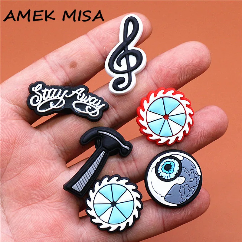 Top Trends: Freeshipping 1pcs Stay Away Shoe Charms Hammer Jagged Eyeball Shoes Accessories Decoration Fit Party Kids Gifts U239 Shoppable Styles