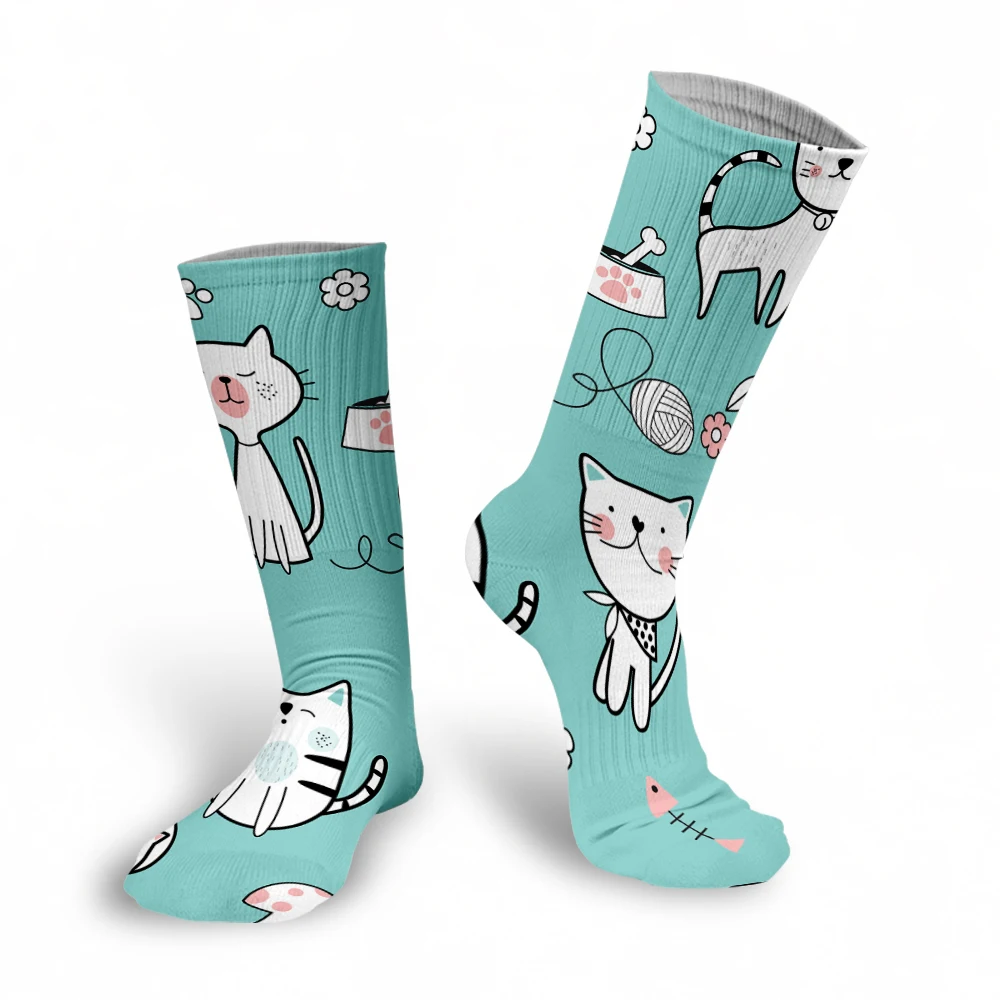 Top Trends: Cute Patterned Women Cats Socks 3D Cartoon Animal Printing Unisex Funny Soft Cotton Long Socks Harajuku Fashion For Female Shoppable Styles