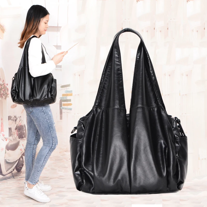 Top Trends: 2020 PU Hobo Luxury Top-handle Ladies Handbag Women Shoulder Bags Soft Messenger Satchel Bag Pu-Leather Female Tote Sac A Main Shoppable Styles