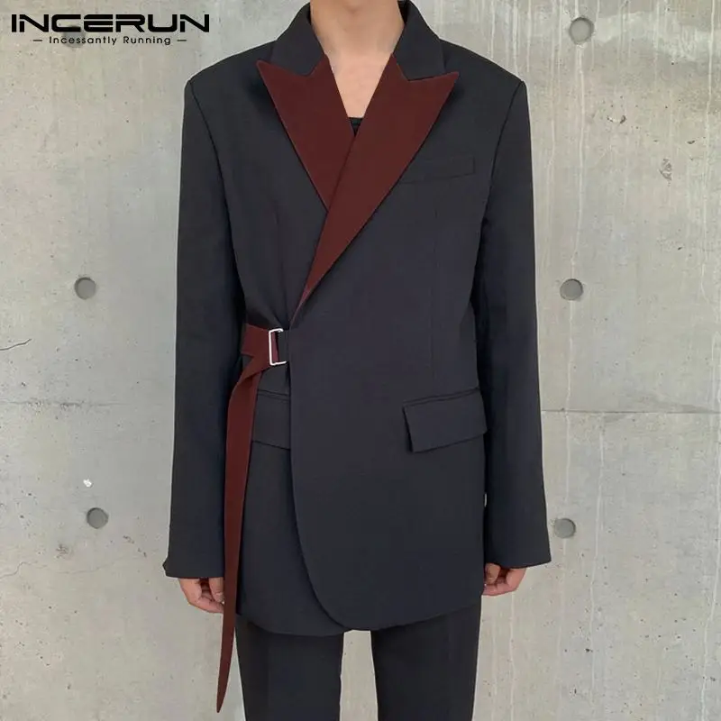 Top Trends: INCERUN Tops 2023 Korean Style Stylish New Men's Suits Casual Streetwear Stitching Color Suits Fashion Long-sleeved Blazer S-5XL Shoppable Styles - Image 2