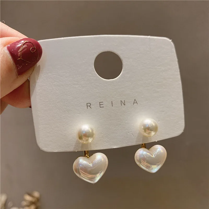 Top Trends: New Fashion Contracted Heart Pearl Fine Earrings Joker Sweet Elegant Temperament Women Drop Earrings Shoppable Styles