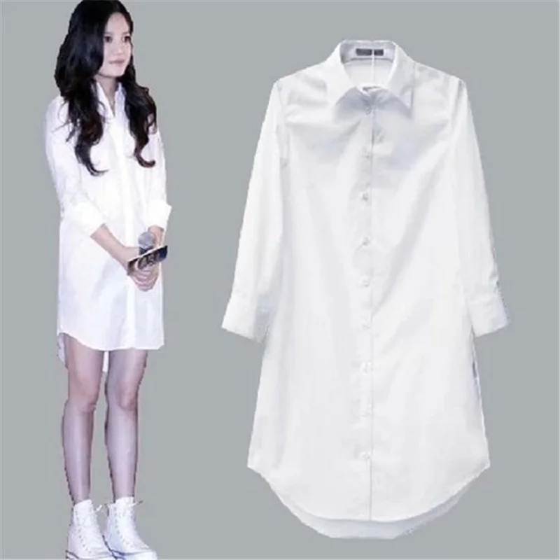 Top Trends: My NewIn 4XL 5XL Women Blouse Shirt Long Sleeve White Solid Loose Long Version Casual Tops Shoppable Styles