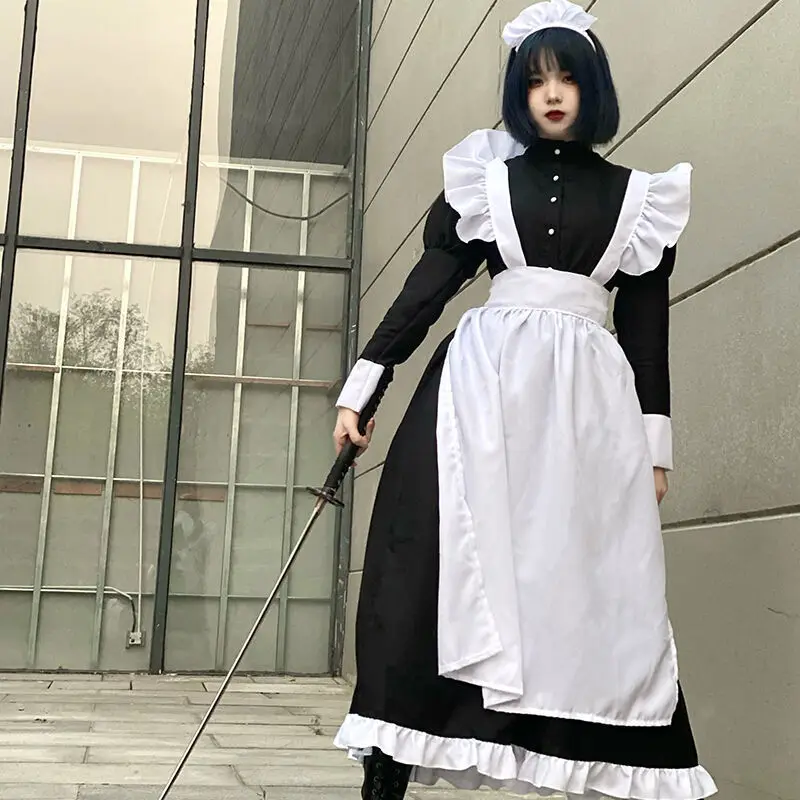 Top Trends: STSVZORR COSplay Costume Black And White Maid Clothes British Style Pearl Line Long Coffee Shop Maid COS Uniform Shoppable Styles - Image 3