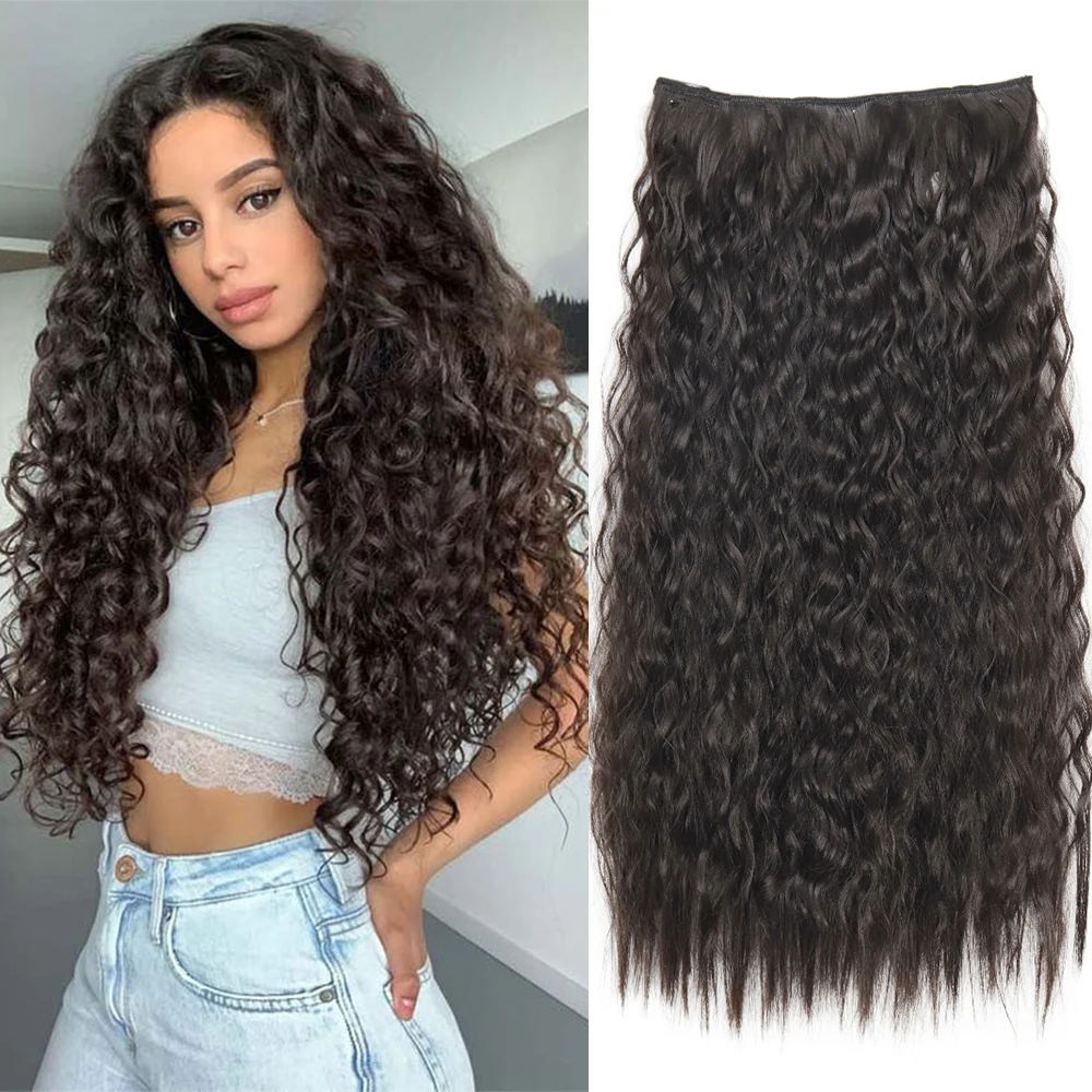 Top Trends: XINRAN Synthetic Long Wave 5 Clips Hair Extensions Clips In High Temperature Fiber Black Brown Hairpiece Shoppable Styles