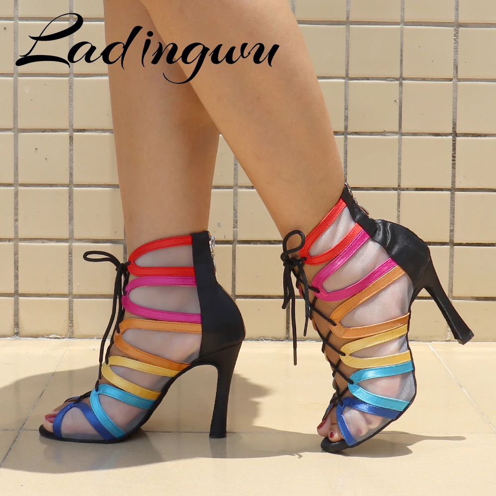 Top Trends: Ladingwu New Salsa Dance Shoes For Woman Colorful Satin And Breathable Mesh Latin Shoes Dancing Party Samba Tango Ballroom Shoes Shoppable Styles