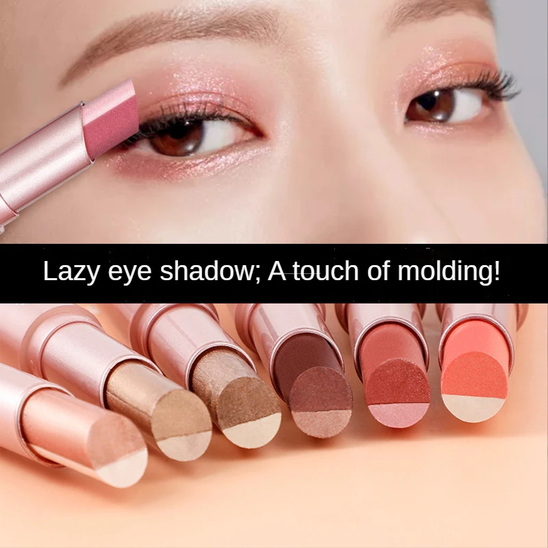 Top Trends: High Quality Double Color Gradient Eye Shadow Stick Matte Eyeshadow Waterproof Bicolor Shimmer Cosmetics Beauty Makeup Tool Shoppable Styles