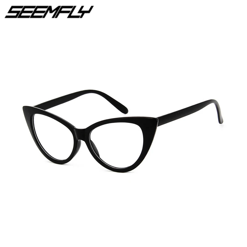 Top Trends: Seemfly Fashion Women New Sexy Cat Eye Glasses Clear Lens Eyeglasses Vintage Female Goggle Plain Mirror Spectacle Eyewear 2020 Shoppable Styles