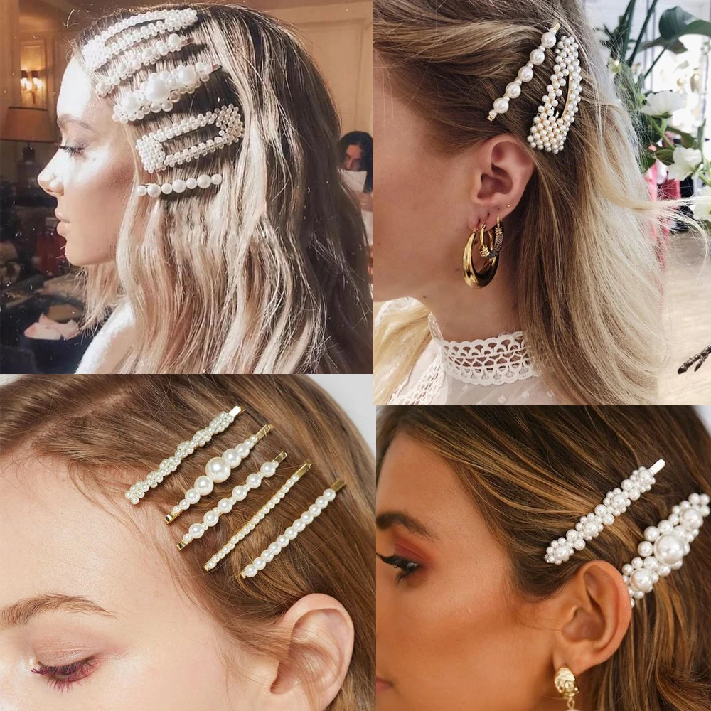 Top Trends: Woman Elegant Geometric Pearl Hairpins Korean Style Hair Clips Alloy Barrettes Girls Hair Accessories Hair Grips Headwear Shoppable Styles - Image 3