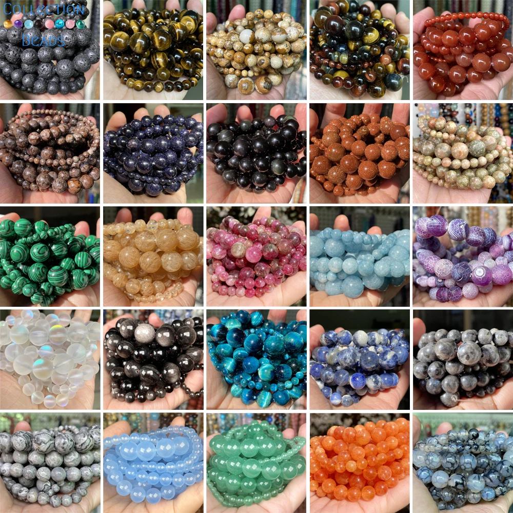 Top Trends: Natural Stone Beads 4 6 8 10mm Tiger Eye Lava Amazonite Turquoises Agates Jaspers Beads For Jewelry Making DIY Bracelet Necklace Shoppable Styles