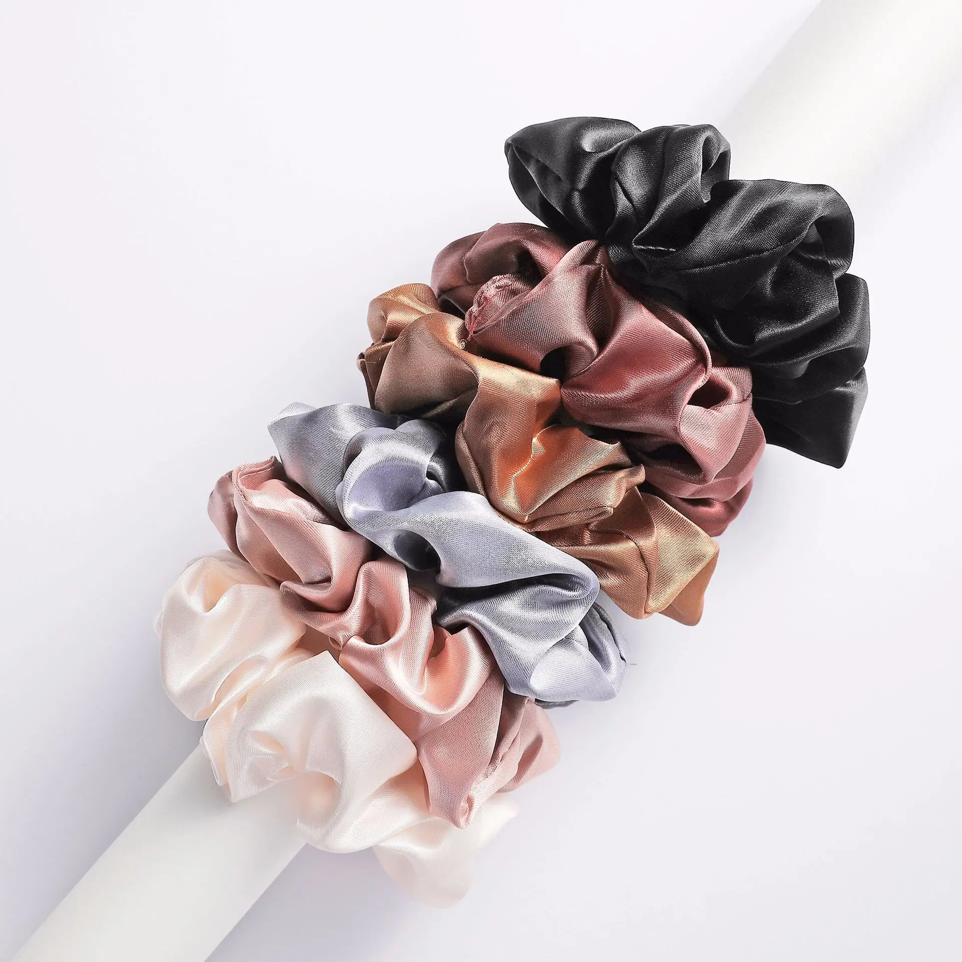 Top Trends: 6pcs / lot Fashion Women Girls Silky Satin Hair Scrunchies Solid Stretch Elastic Hair Tie Simple Elegant Rubber Band Ponytail Tie Shoppable Styles