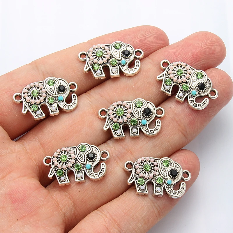 Top Trends: 10pcs Crystal Elephant Jewelry Connection DIY Handmade Necklace Bracelet Pendant Fashion Jewelry Accessories Shoppable Styles