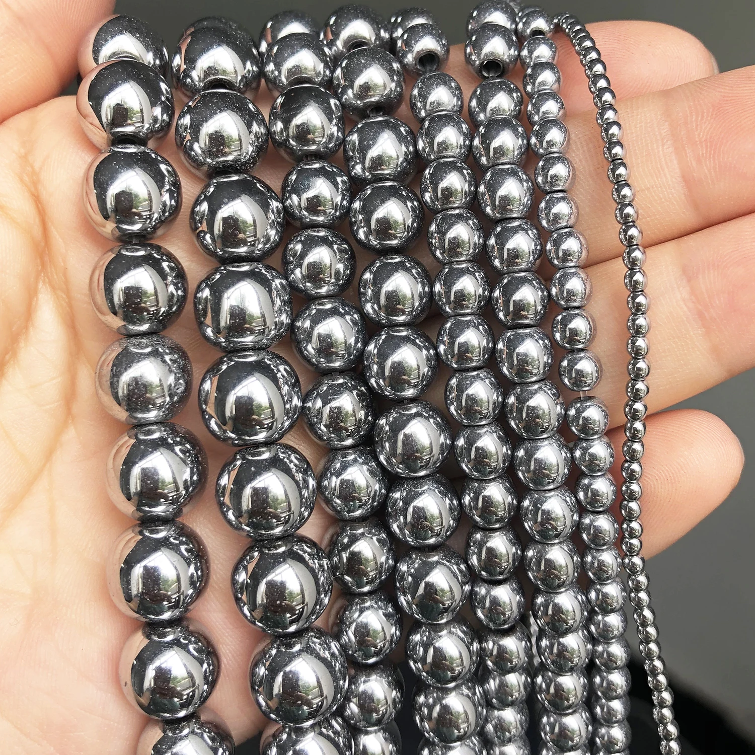 Top Trends: Silver Color Hematite Stone Natural Loose Round Beads For DIY Jewelry Making Bracelet Earring Accessories 15&#039;&#039; 2 3 4 6 8 10 12mm Shoppable Styles