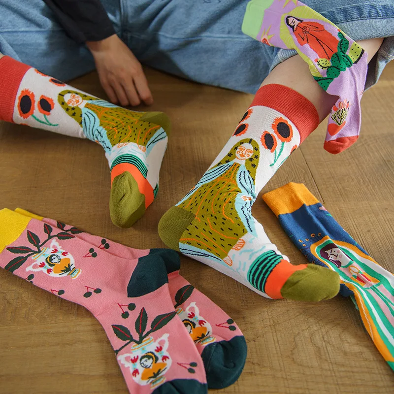 Top Trends: Autumn / Winter Couples Skateboard Sox Creative Abstract Art Harajuku Hip Hop Streets Tide Socks Colorful Funny Socks Skarpetki Shoppable Styles