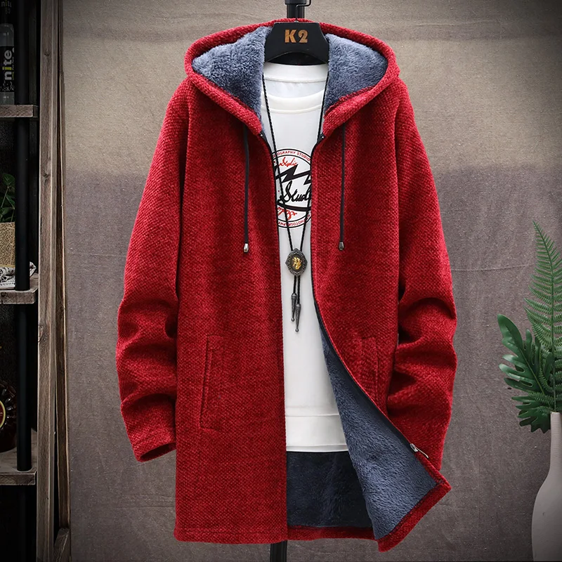 Top Trends: Zipper Jumper Cardigan Sweater Autumn / winter Long Coat Fleece Heavy Wool Hoodie Solid Chenille Men's Fashion Jacket Shoppable Styles - Image 4