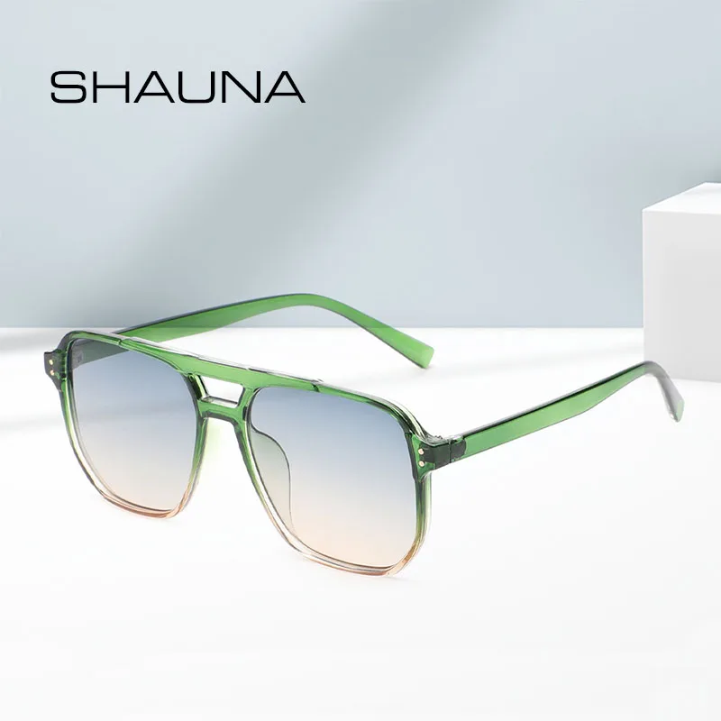 Top Trends: SHAUNA Retro Double Bridges Square Sunglasses Women Fashion Nail Decoration Eyewear Shades UV400 Men Trending Sun Glasses Shoppable Styles