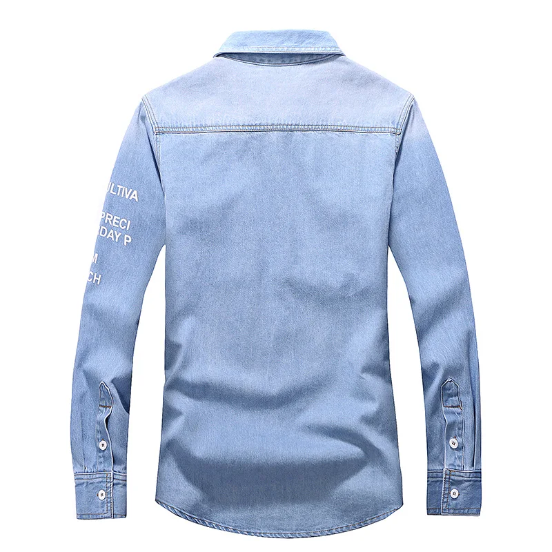 Top Trends: Long-sleeved Solid Denim Shirt Men Fashion Brand Classic Retro Denim Pocket Decoration Business Shirt Spring And Autumn Tops Shoppable Styles - Image 6