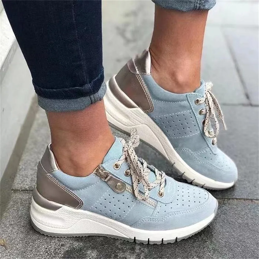 Top Trends: New Woman Vulcanize Shoes 2024 Spring Fashion Flower Ladies Wedge Lace Up Casual Shoes 35-43 Large-Sized Female Sneakers Shoppable Styles - Image 5