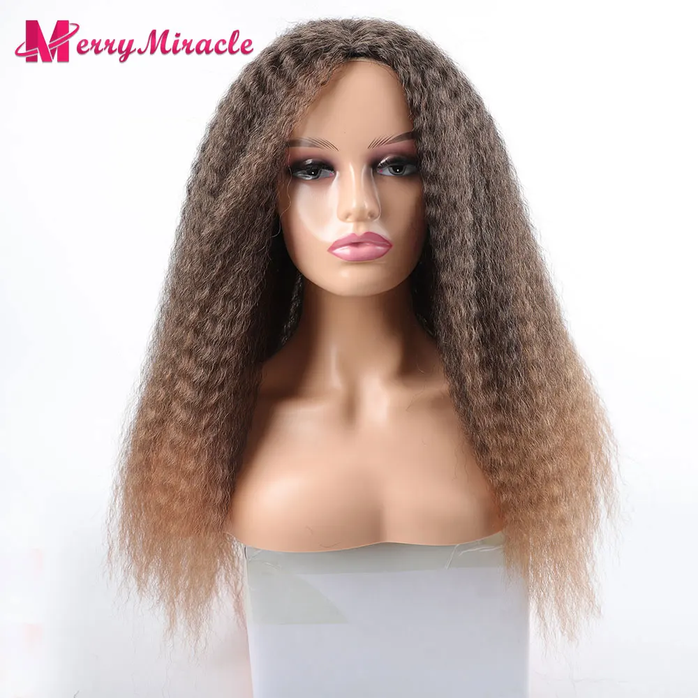 Top Trends: Long Kinky Curly Ombre Color Synthetic Wigs For Black Women Black Blonde Ginger White Hair Afro Kinky Curly Synthetic Hair Wigs Shoppable Styles