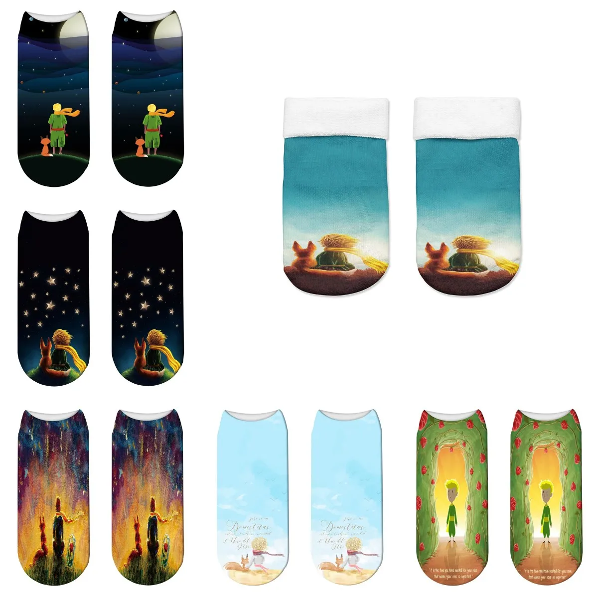 Top Trends: Lovely Cartoon Little Prince Fox Women Short Ankle Socks Funny Unisex Casual Summer Spring Boat Socks Adult Kids Gift Shoppable Styles