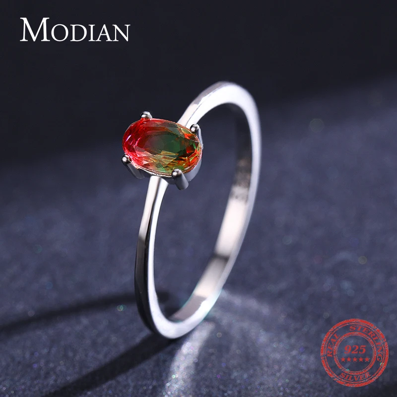 Top Trends: Modian 925 Sterling Silver Colorful Watermelon Tourmaline Rings For Women Fashion Finger Band Fine Jewelry Korean Style Anel Shoppable Styles - Image 3