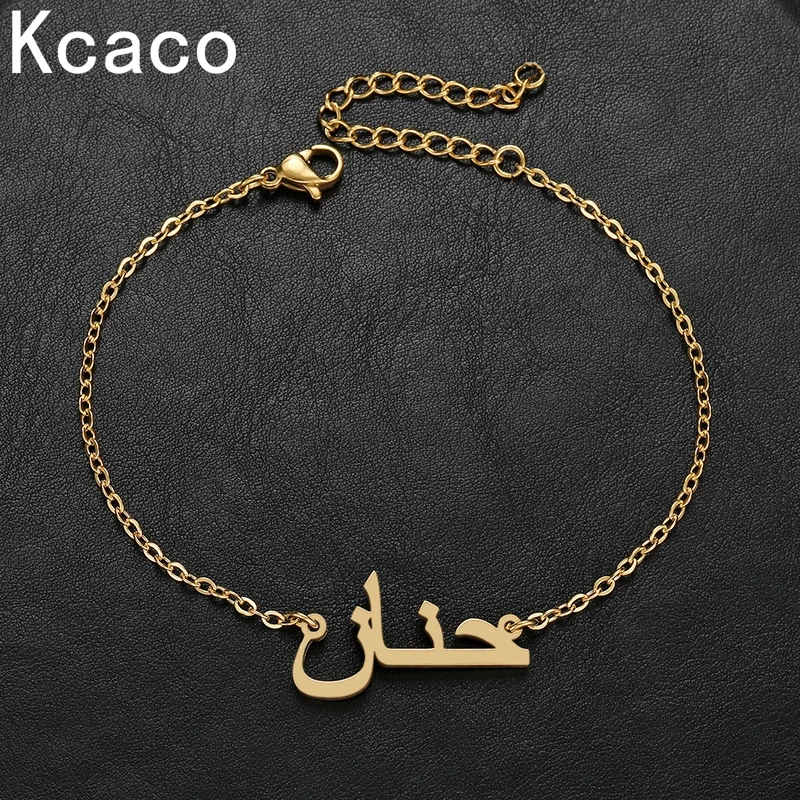 Top Trends: Kcaco Custom Arabic Name Bracelet For Women Men Stainless Steel Personalized Kids Nameplate Charms Bangle Jewellery Gift Shoppable Styles