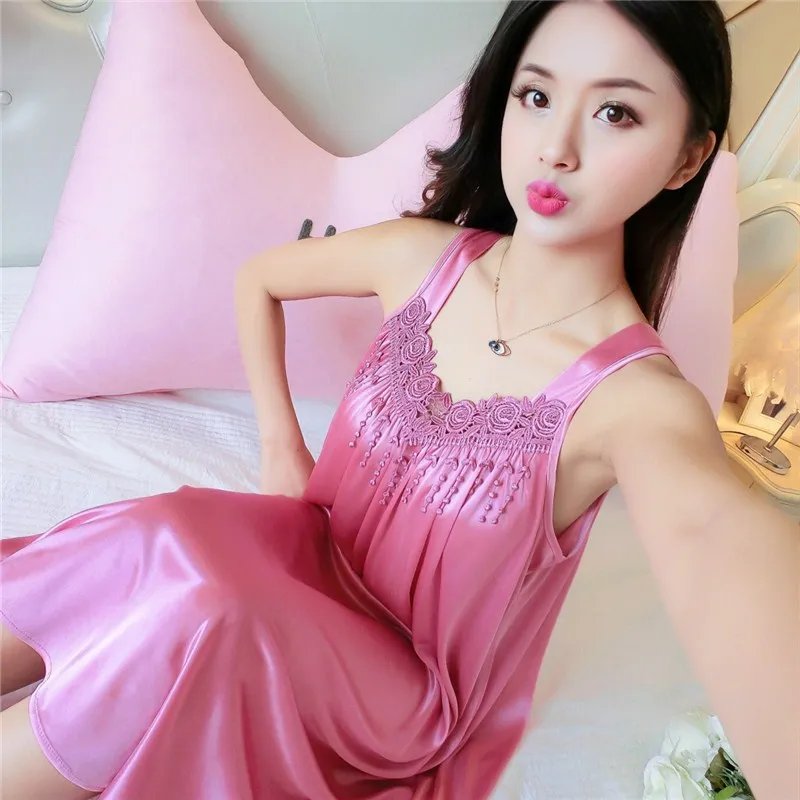 Top Trends: Women Soft Nightgowns Sexy Nightwear Lace Patchwork Long Sleepwear Lingerie Nighty Wedding Silk Dress Sleep Wear Nightdress Shoppable Styles