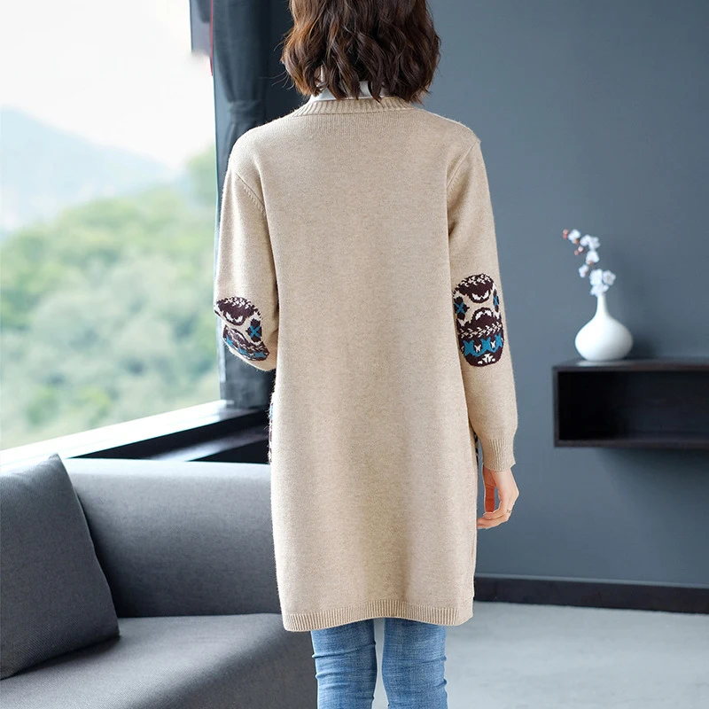 Top Trends: Vintage Long Length Knitting Cardigans Women Korean Style Big Size 4XL Sweater Ladies Spring Soft Knit Jacket With Pocket Shoppable Styles - Image 2