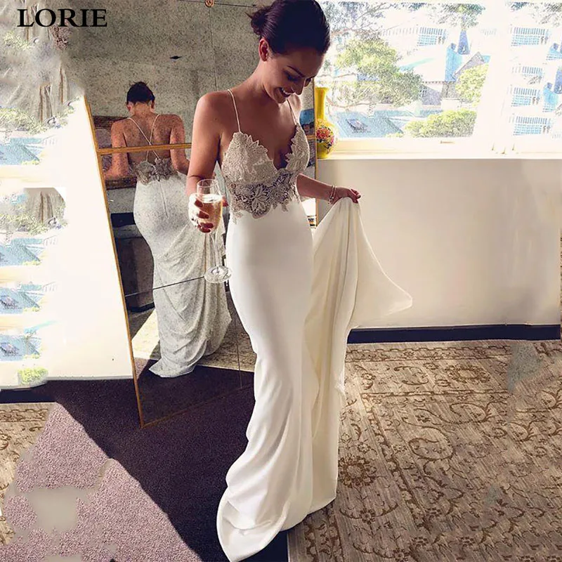 Top Trends: LORIE Mermaid Wedding Dress 2019 Soft Satin Vestidos De Novia Vintage Lace Spaghetti Strap Bridal Dresses Wedding Gowns Shoppable Styles