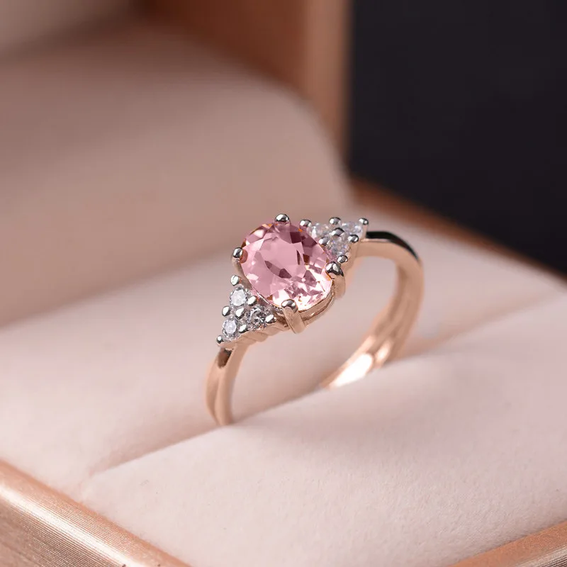 Top Trends: 14K Rose Silod Gold Rings For Women Christmas Ruby Pink Fine Jewelry For Luxury Wedding Bands Anniversary Rings Gift Women Shoppable Styles