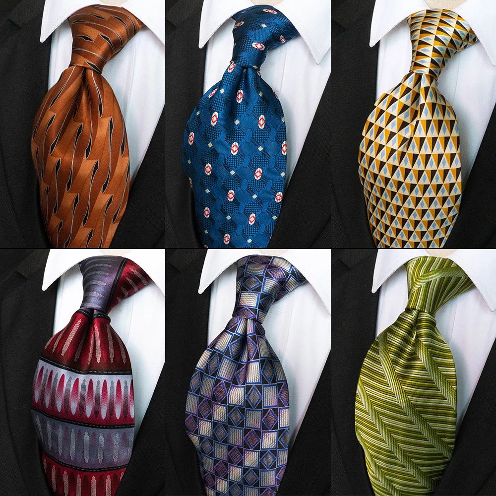 Top Trends: Classic Vintage Mens Tie Handmade 10cm 100% Silk Printed Necktie Geometric Checked Jacquard Ties For Man Business Wedding Gift Shoppable Styles - Image 2