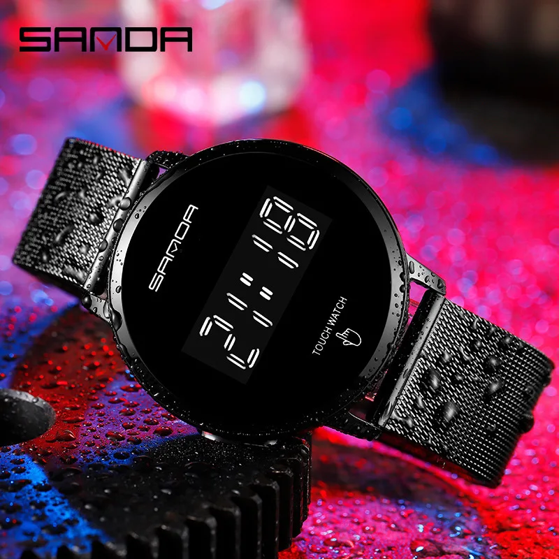 Top Trends: SANDA Top Brand Touch Screen Women Watches Led Digital Sport Ladies Wristwatch Luxury Mesh Steel Strap Fashion Female Clock Shoppable Styles - Image 3