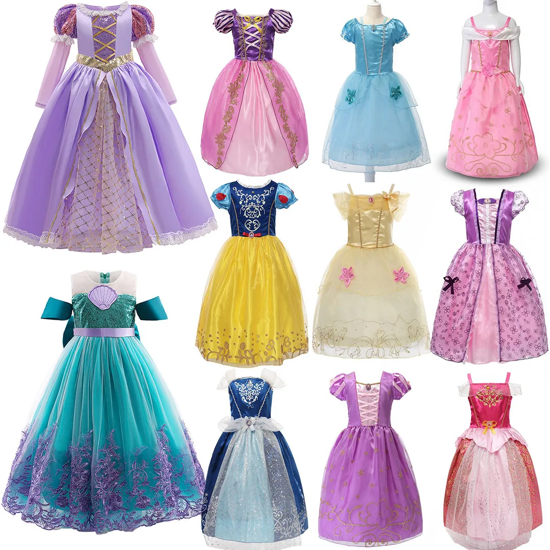 Top Trends: 2023 Halloween Princess Ariel Rapunzel Dress For Girls Disney Cinderella Frozen Elsa Anna Disguise Kids Cosplay Party Clothes Shoppable Styles