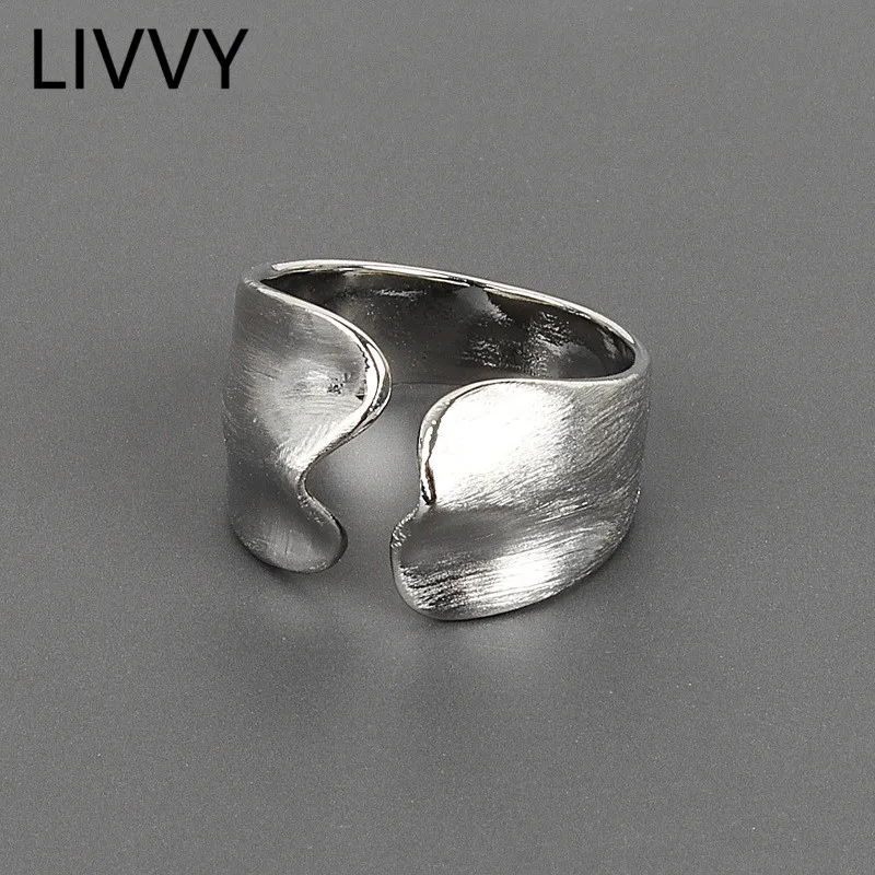 Top Trends: LIVVY Silver Color Irregular Geometric Wave Ring Simple Trendy Creative Personality Opening Jewelry Gifts Shoppable Styles