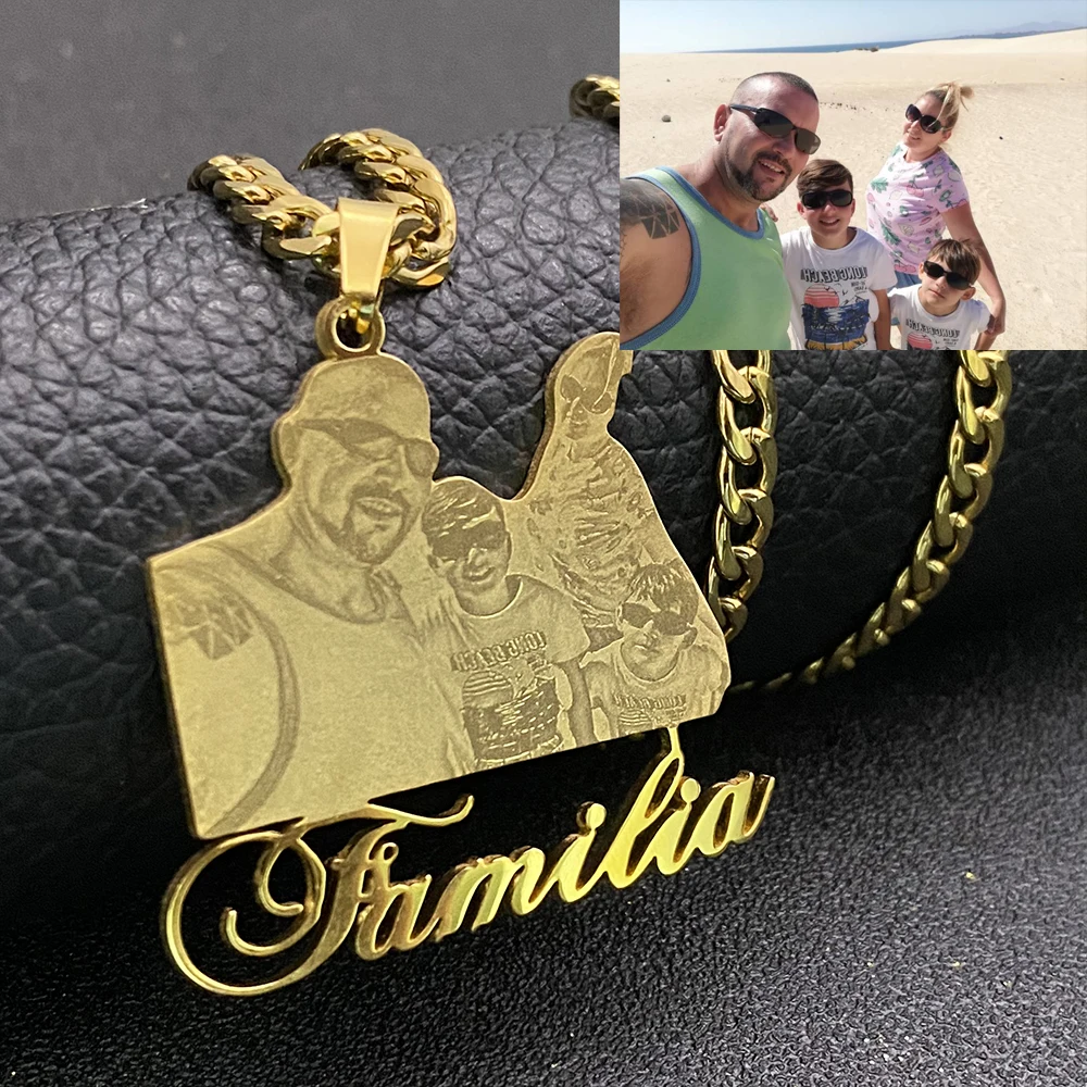 Top Trends: Custom Photo Necklaces Custom Name Cartoon Pendant Necklace Personalized Photo Necklaces With Cuban Chain For Family Gifts Shoppable Styles