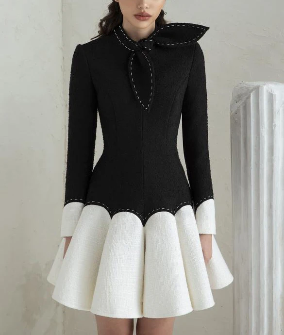 Top Trends: Tailor Shop Little Black Dress Black White Puffy Female Light Luxury Dress Semi-Formal Dresses Princess Dress Black White Dress Shoppable Styles