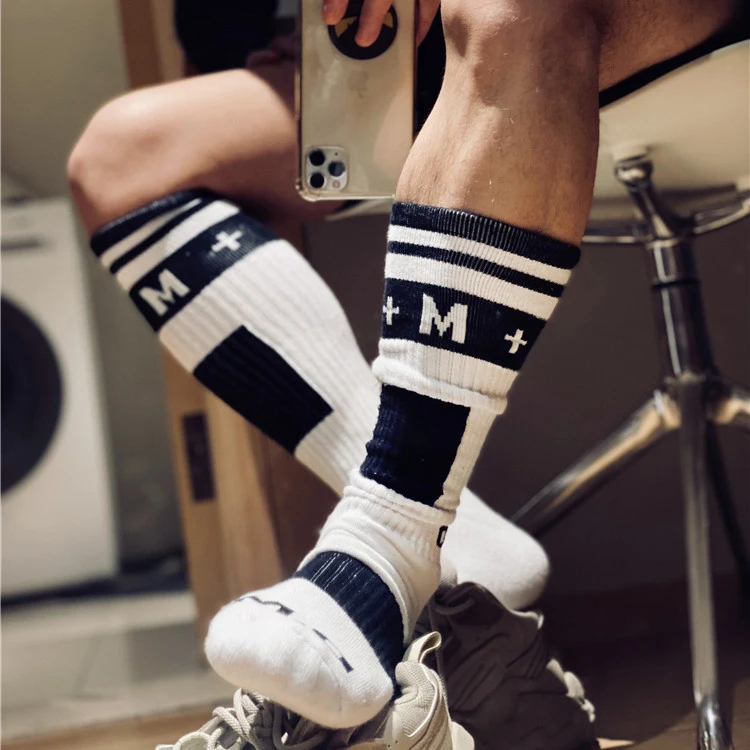 Top Trends: Fashion White Black Yellow Blue Pink Color Socks Sexy Men Sports Long Tube Football Streetwear Socks Comfortable Socks Shoppable Styles