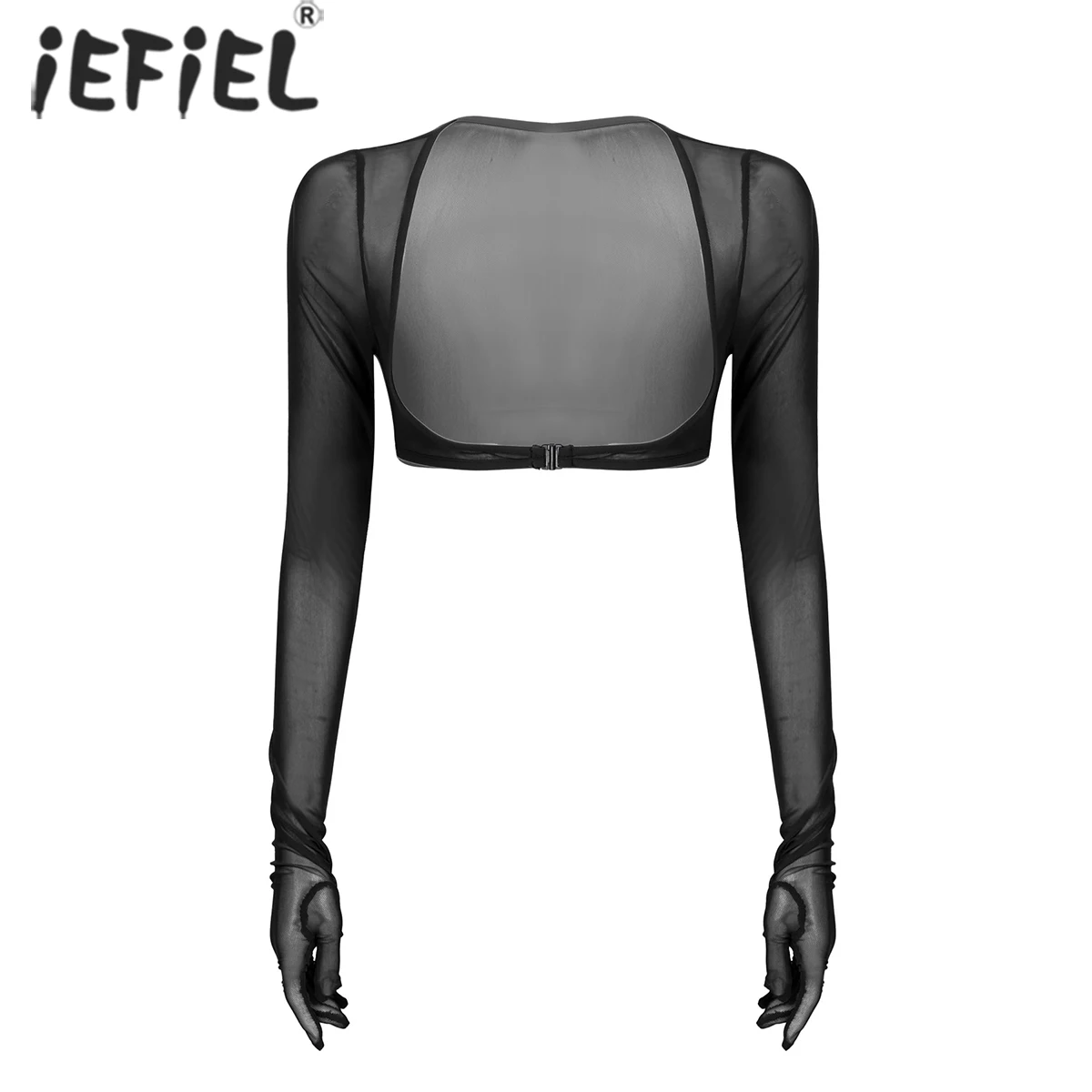 Top Trends: Women See-through Open Chest Gloves Tops Long Sleeve Open Front Buckle Mesh Crop Tops Ladies Leotard T-Shirts Tees For Nightclub Shoppable Styles