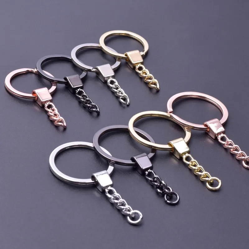 Top Trends: 5 / 10 / 15 Pcs / Lot Key Chain Key Ring For Jewelry Making Keychain Accessories Long Round Keyrings DIY Wholesale Material Four Color Shoppable Styles