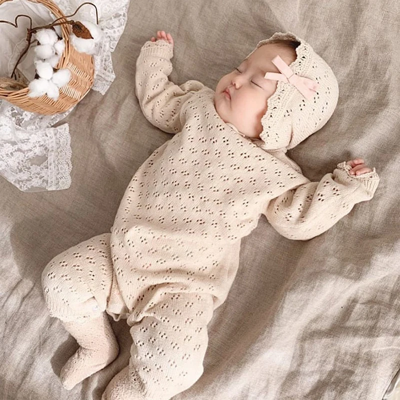 Top Trends: Newborn Baby Girl Knitting Bodysuits Korean Style Infant Baby Girls Jumpsuit One Piece Outfit Toddler Baby Girl Clothes Shoppable Styles