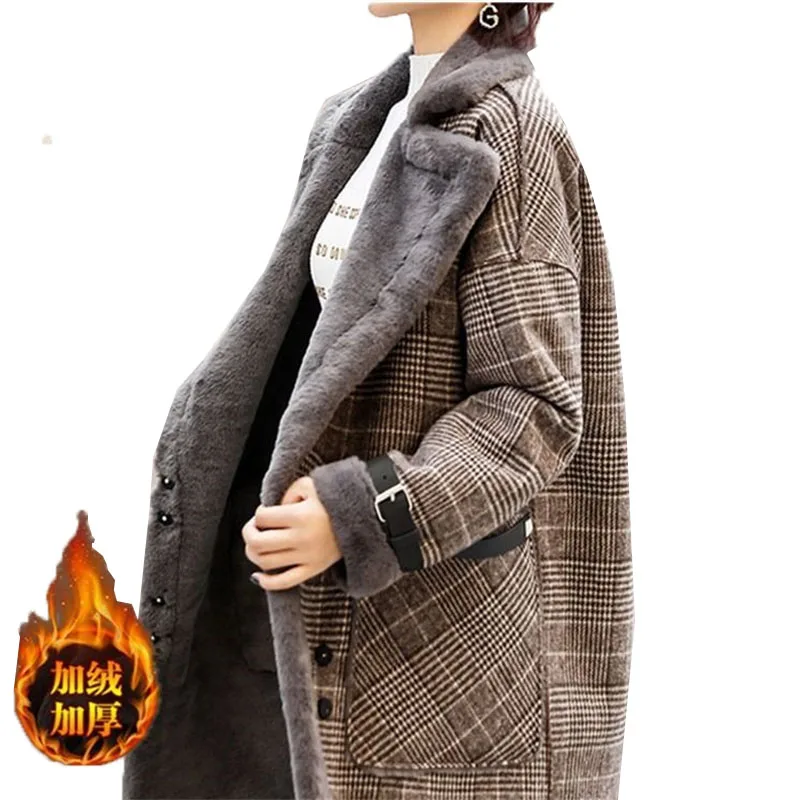 Top Trends: 2022 Winter Warm Coat Plush Thick Lamb Wool Coat Women's Mid-Long Velvet Loose Lattice Plush Fur Coat Female Warm Jackets Vinta Shoppable Styles