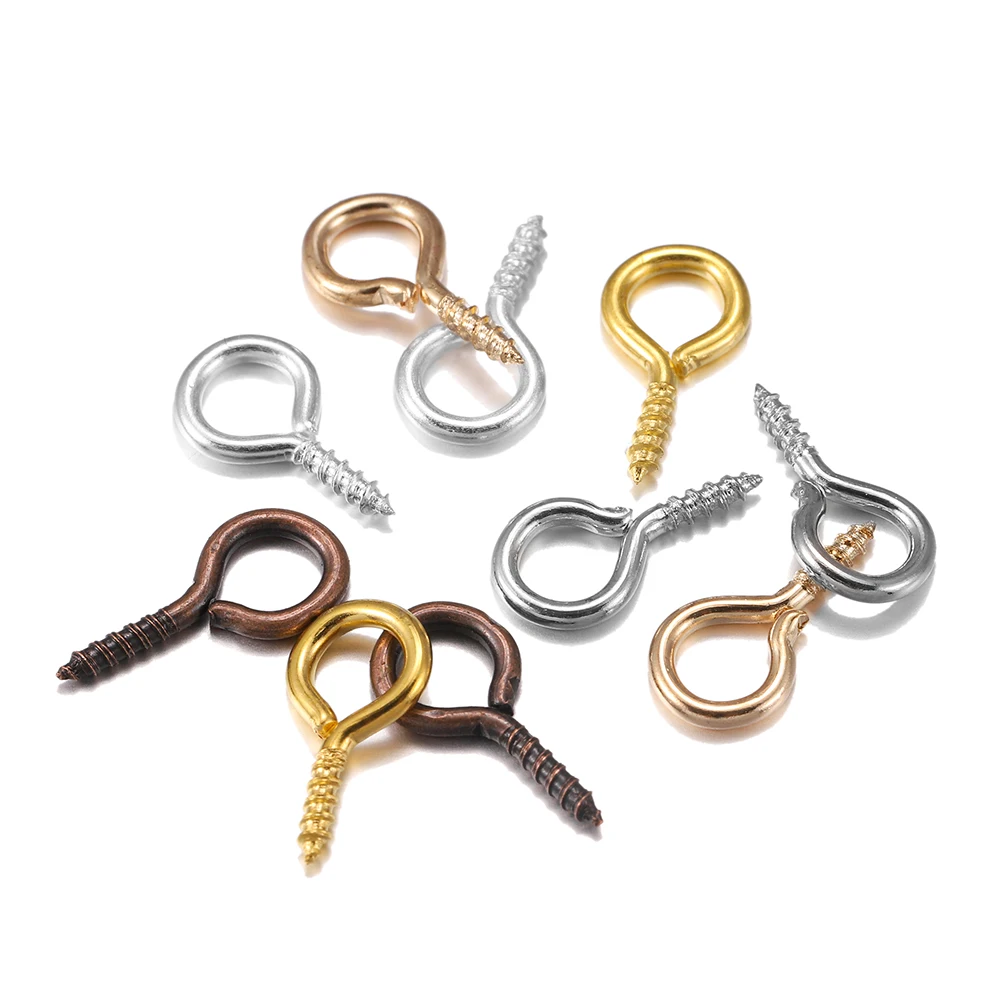 Top Trends: 100-200pcs Small Tiny Mini Eye Pins Eyepins Hooks Eyelets Screw Threaded Gold Clasps Hooks Jewelry Findings For Making DIY Shoppable Styles