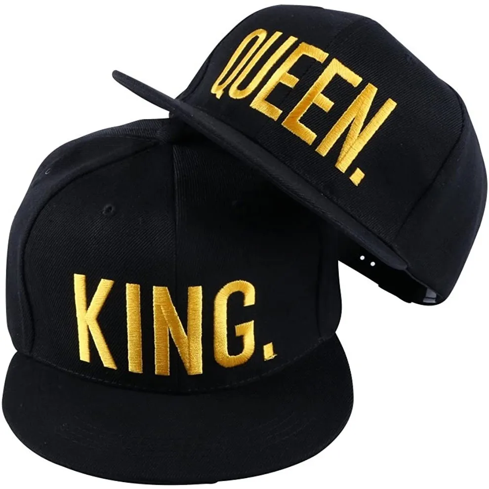 Top Trends: King And Queen 3D Embroidered Baseball Hats Couples Snapback Caps Hip Hop Style Flat Bill Hats Adjustable Size Shoppable Styles