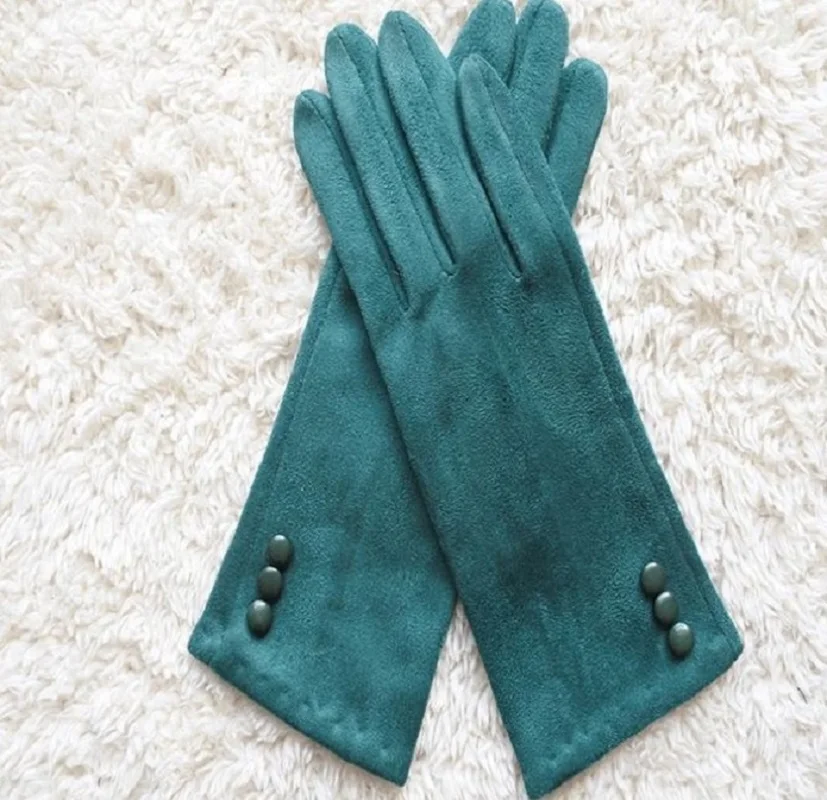 Top Trends: Women Gloves Winter Touch Screen 2021 Female Suede Warm Full Finger Gloves Lady Winter Outdoor Sport Driving Women Button Gloves Shoppable Styles