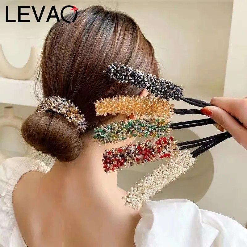 Top Trends: LEVAO New Crystal Magic Bun Maker Hairbands Donut Hairpin Hair Bands Fashion Girl Women Diy Hairstyle Headband Tools Accessories Shoppable Styles