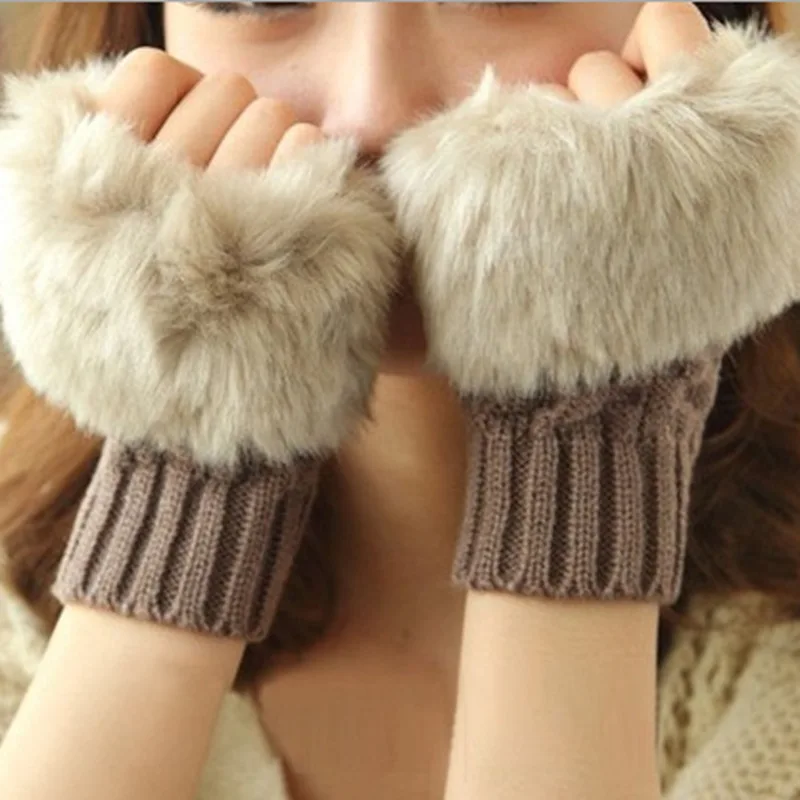 Top Trends: Winter Gloves Women Gloves Plush Half-Finger Gloves Fashion Thick Knitted Fingerless Touch Screen Warm Gloves A579 Shoppable Styles