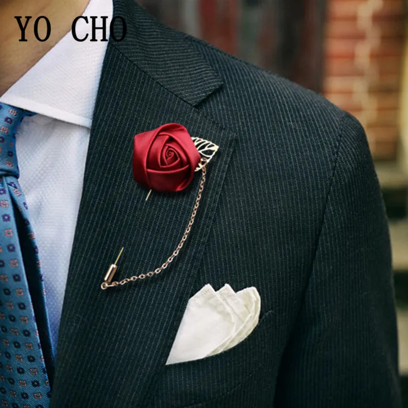 Top Trends: YO CHO Groom Boutonniere Corsage Pins Wedding Silk Flower Groomsman Boutonnieres Buttonhole Wedding Flowers Marriage Accessories Shoppable Styles