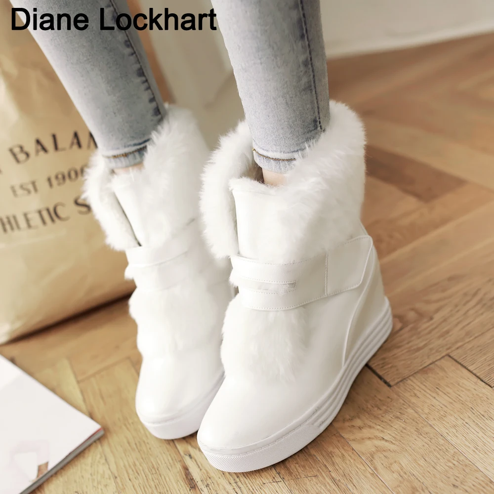 Top Trends: Women Winter Boots Fashion Hidden Wedges Warm Fur Shoes Woman Platform Med-calf Snow Boots Promotion Large Size 34-43 Shoppable Styles