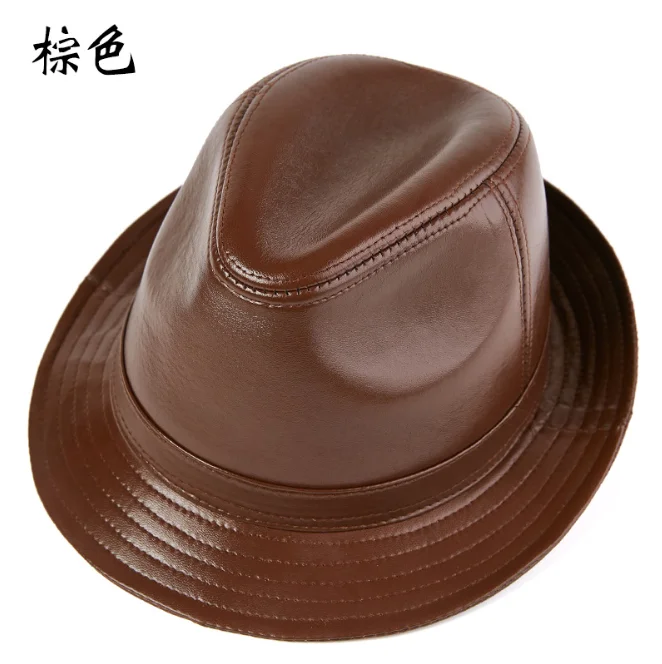 Top Trends: Quality Genuine Leather Hat For Men's Fashion Sheepskin Fedoras Autumn Winter Trend Elegant Jazz Cap New Sombreros Brown Shoppable Styles