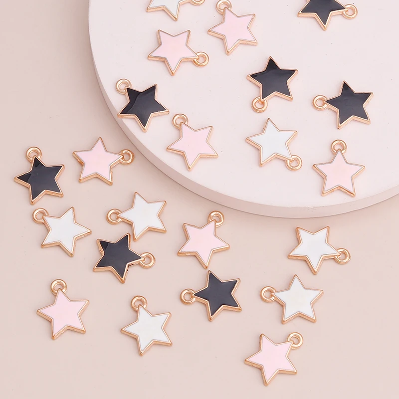 Top Trends: 10pcs 13x13mm Enamel Stars Pendants Jewelry For Charms DIY Making Bracelets Crafting Earrings Necklaces Beads Accessories Shoppable Styles