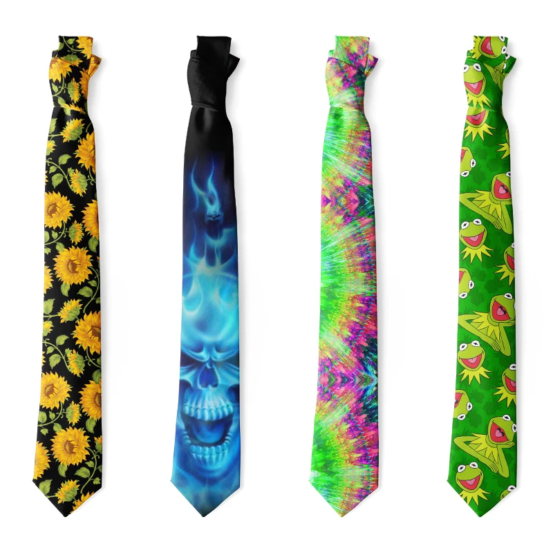 Top Trends: Fashion Sunflower Frog Print Men&#039;s Necktie Casual 8CM Nylon Party Wedding Necktie High Quality Funny Accessories Men Necktie Shoppable Styles